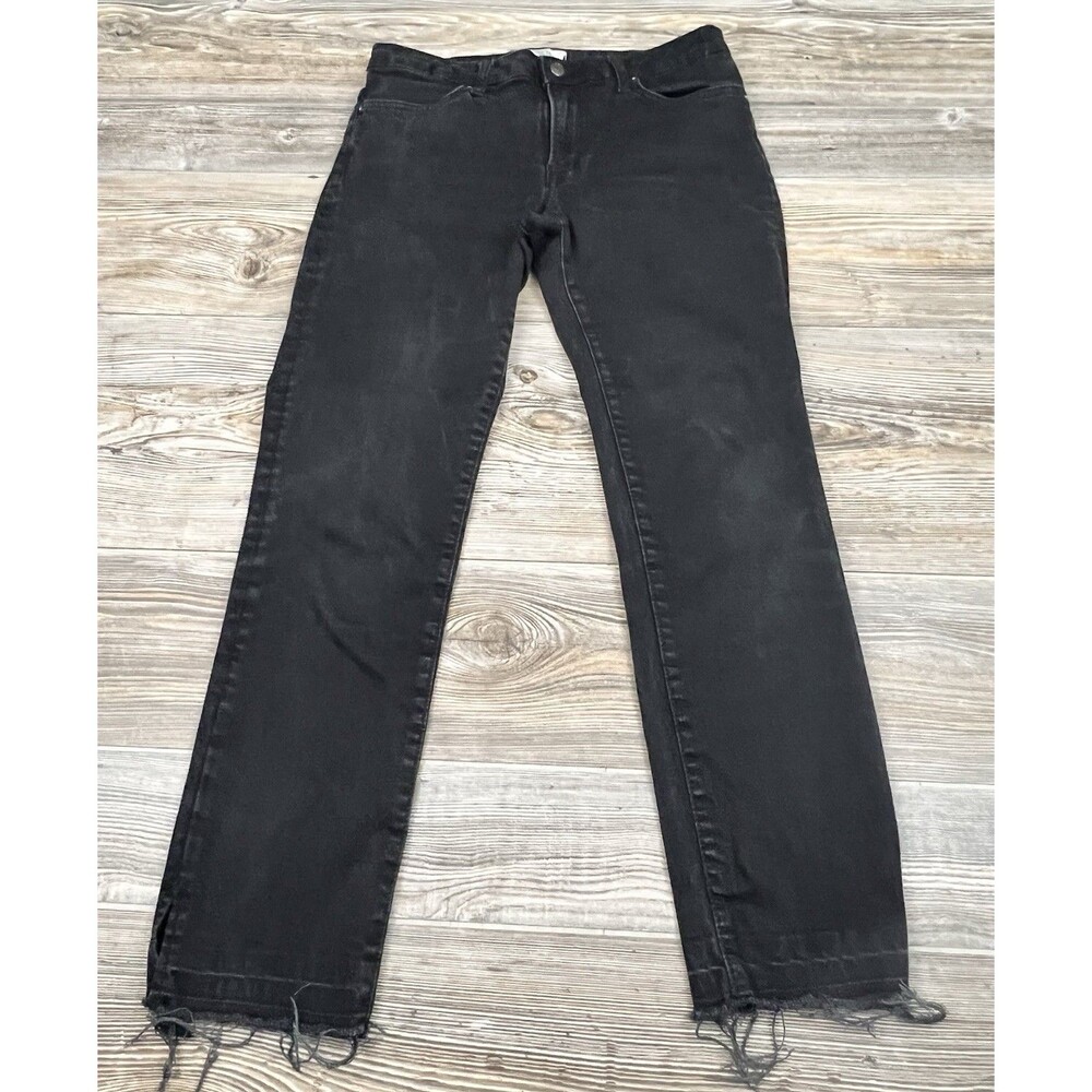Free People We The Free Jeans Women's Sz 28‎ Mid-Rise Skinny Black Raw Hem